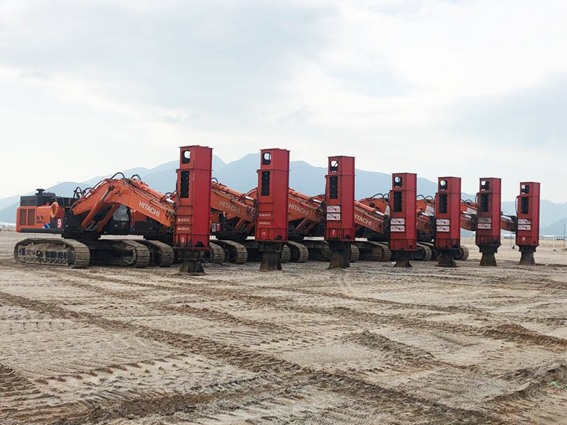 Multiple rapid impact compactors are displayed side by side